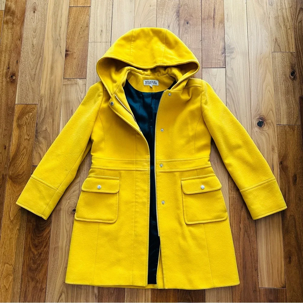 Michael Kors Yellow Pea Coat Vintage Women's Size 8